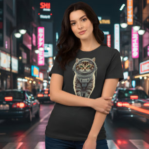 Cosmic Tabby Cat: Retro Space Explorer T-shirt