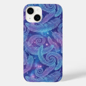 Cosmic Teal-Purple Feather Swirl Pattern Case-Mate iPhone Case (Achterkant)