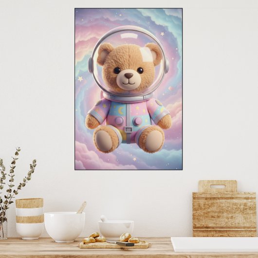 Cosmic Teddy Astronaut Art Poster (Keuken)