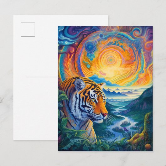 Cosmic Tiger Briefkaart (Voorkant / Achterkant)