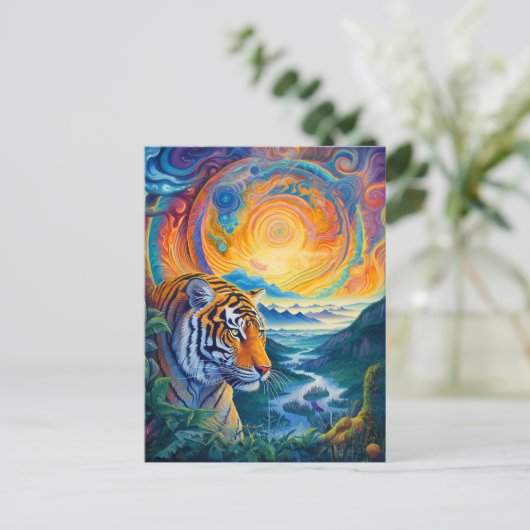 Cosmic Tiger Briefkaart (Staand voorkant)