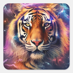 Cosmic Tiger Vierkante Sticker
