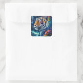 Cosmic Tiger Vierkante Sticker (Tas)