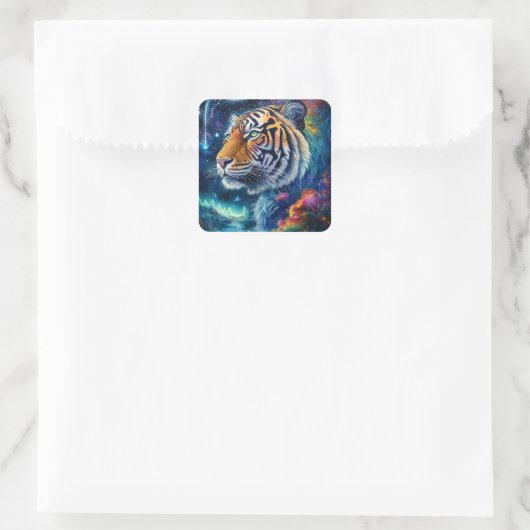 Cosmic Tiger Vierkante Sticker (Tas)