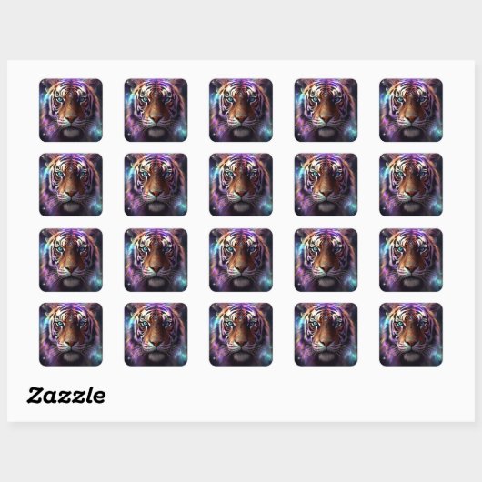 Cosmic Tiger Vierkante Sticker (Vel)