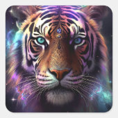 Cosmic Tiger Vierkante Sticker (Voorkant)