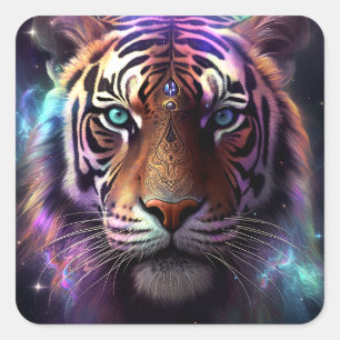 Cosmic Tiger Vierkante Sticker