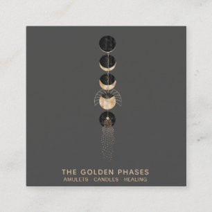 *~* Cosmic Universe Gold Moon Phases Glitter Vierkante Visitekaartje