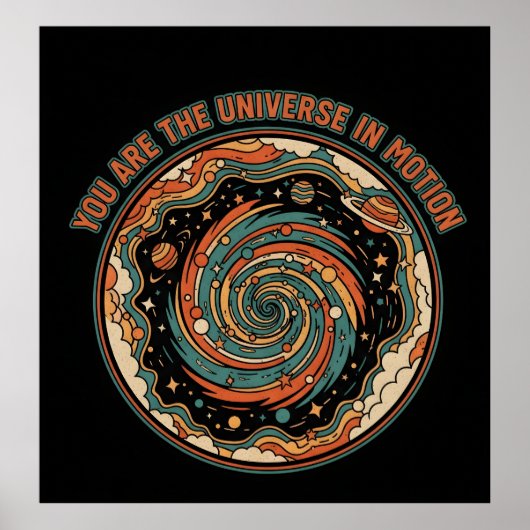 Cosmic Universe In Motion - Retro Aesthetic Spirit Poster (Voorkant)