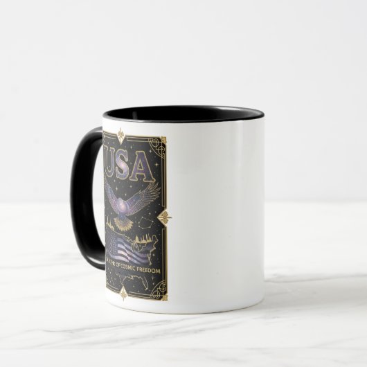 Cosmic USA Eagle Celestial Map Art Mok (Voorkant links)