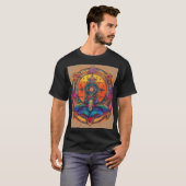 Cosmic Vibrations Retro Psychedelic Art T-shirt (Voorkant volledig)