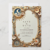 Cosmic Vintage Constellation Wedding Save The Date (Voorkant)