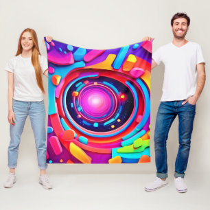 Cosmic Vortex: Een Neon Odyssee Fleece Deken