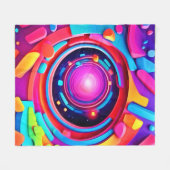 Cosmic Vortex: Een Neon Odyssee Fleece Deken (Voorkant (Horizontaal))
