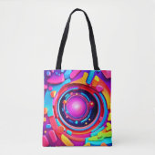 Cosmic Vortex: Een Neon Odyssee Tote Bag (Voorkant)