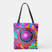 Cosmic Vortex: Een Neon Odyssee Tote Bag (Achterkant)