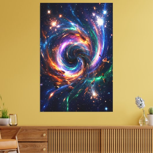 Cosmic Vortex Nexus – Abstract Space Canvas Print (Insitu (Woonkamer))