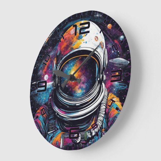 Cosmic Voyager Astronaut Nebula Wall Clock Grote Klok (Hoek)