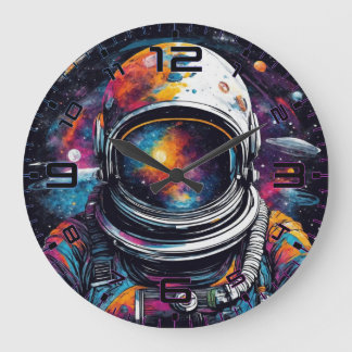 Cosmic Voyager Astronaut Nebula Wall Clock Grote Klok
