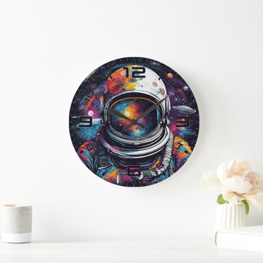 Cosmic Voyager Astronaut Nebula Wall Clock Grote Klok (Huis)
