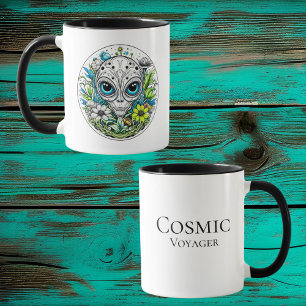 Cosmic Voyager   Buitenaardse buitenaardse bloemen Mok