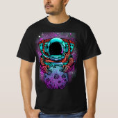 Cosmic Voyager T-shirt - Astronaut & Moon Retro Sc (Voorkant)