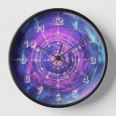 Cosmic Wall Clock, 10-inch Round Black Wooden Lijs (Voorkant)