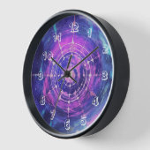 Cosmic Wall Clock, 10-inch Round Black Wooden Lijs (Hoek)