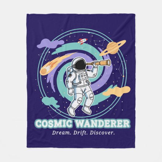 Cosmic Wanderer Astronaut Telescop Fleece Deken (Voorkant)