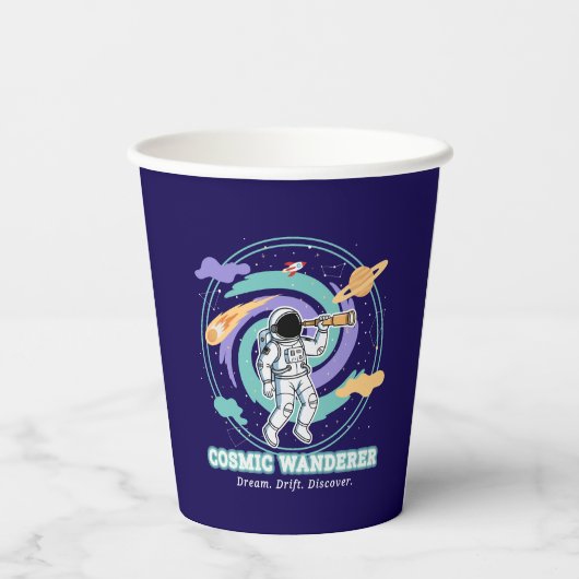 Cosmic Wanderer Astronaut Telescop Papieren Bekers (Achterkant)