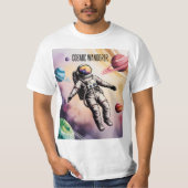 Cosmic Wanderer – Floating Astronaut Space T-Shirt (Voorkant)