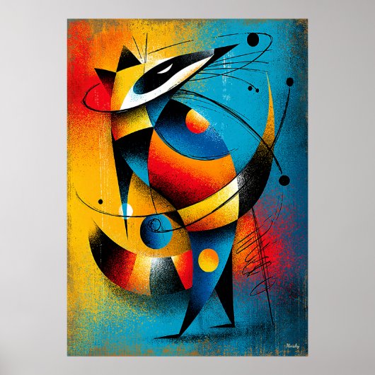Cosmic Wasbeer – Moderne Abstracte Geometrische Mu Poster (Voorkant)