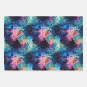 Cosmic Watercolor Blue Purple Galaxy Nebula Inpakpapier Vel (Voorkant 3)