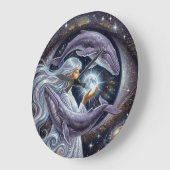 Cosmic Whale and the Girl | Surreal Wall Clock Grote Klok (Hoek)