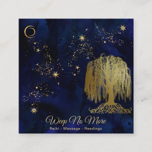 ** Cosmic Willow Tree Mon Gold Universe Vierkante Visitekaartje (Voorkant)