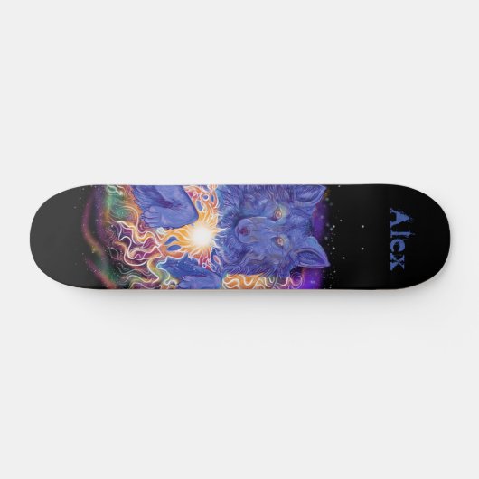 Cosmic Wolf, aangepaste naam Persoonlijk Skateboard (Horizontaal)