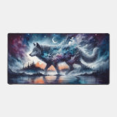 Cosmic Wolf Beneath Moonlit Skies Bureaumat (Voorkant)