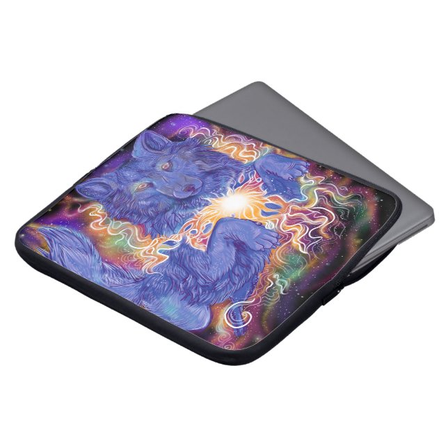 Cosmic Wolf Laptop Sleeve (Voorkant top)