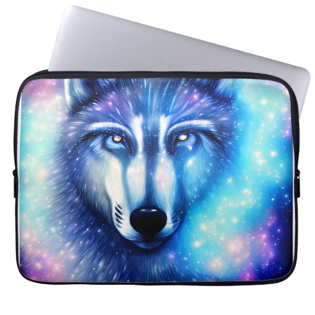Cosmic Wolf Laptop Sleeve (Voorkant)