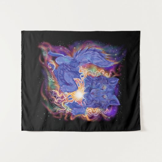 Cosmic Wolf Wandkleed (Voorkant (horizontaal))