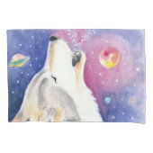 Cosmic Wolf Waterverf Art Kussensloop (Voorkant)