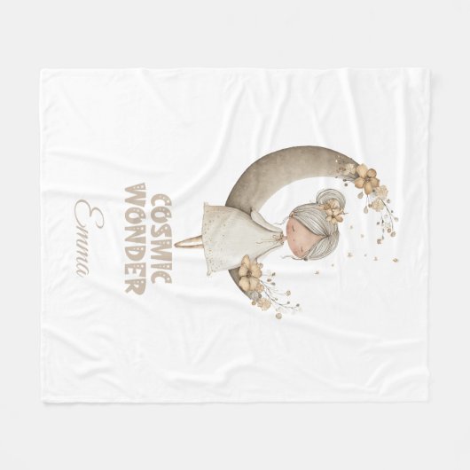 Cosmic Wonder Fairy Moon Persoonlijke naam Fleece Deken (Voorkant (Horizontaal))