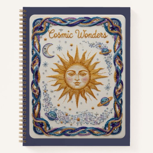 Cosmic Wonders Embroidered Sun and Planets Journal Notitieboek (Voorkant)