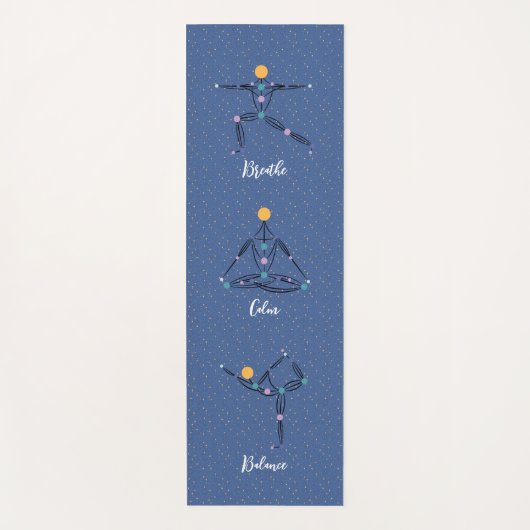 Cosmic Yoga Poses and Phrases Blue Yoga Mat (Voorkant)