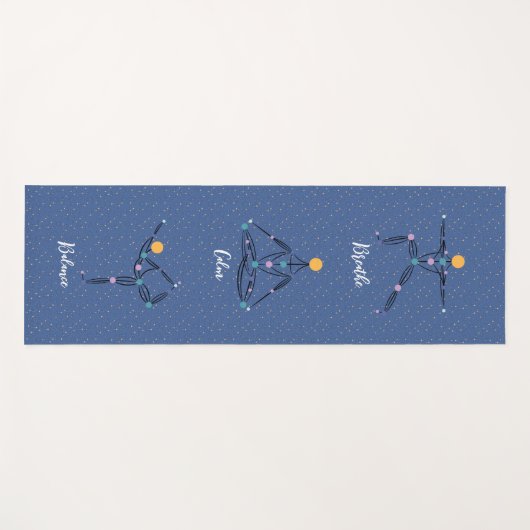 Cosmic Yoga Poses and Phrases Blue Yoga Mat (Voorkant (horizontaal))