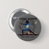 Cosmic Yoga Warrior | Galaxy Body Pose Ronde Button 5,7 Cm (Voorkant /achterkant)