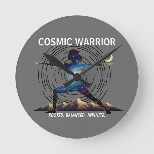 Cosmic Yoga Warrior | Galaxy Body Pose Ronde Klok (Voorkant)