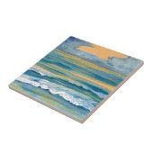 Cosmic Zee Yellow Gold en Blue Sunset Ocean Tegeltje (Zijkant)