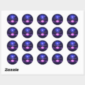 Cosmic Zen Paarse Crystal Lotus Flower Stars Ronde Sticker (Vel)