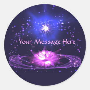 Cosmic Zen Paarse Crystal Lotus Flower Stars Ronde Sticker